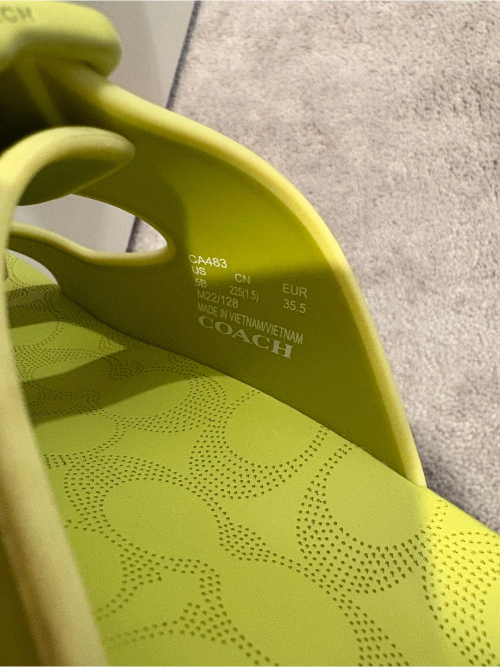 Coach Kids Neon Lime Double Buckle Slide Sandals - Picture 4 of 5